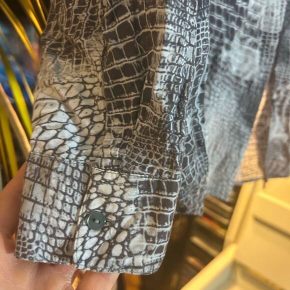 Olsen Button Down Snake Print Blouse Large - Picture 11 of 15